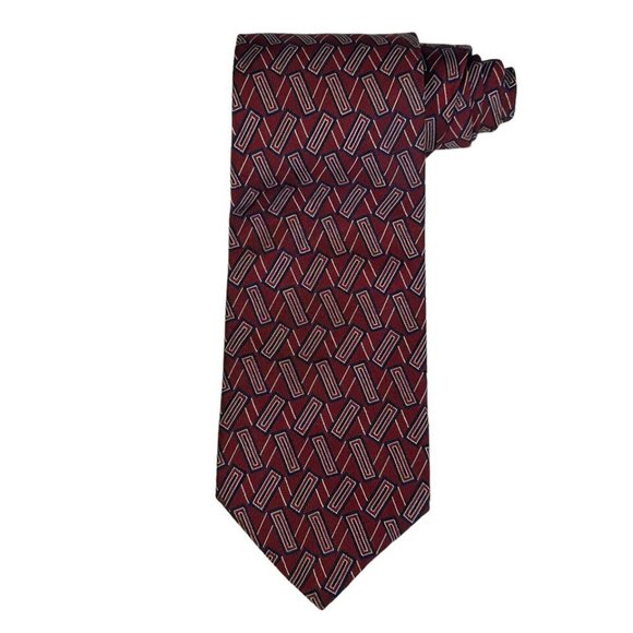 FR Ferrell Reed Burgundy 100% Silk Mens Tie 3.75"x58" Classic Designer‎ Necktie - Picture 2 of 10